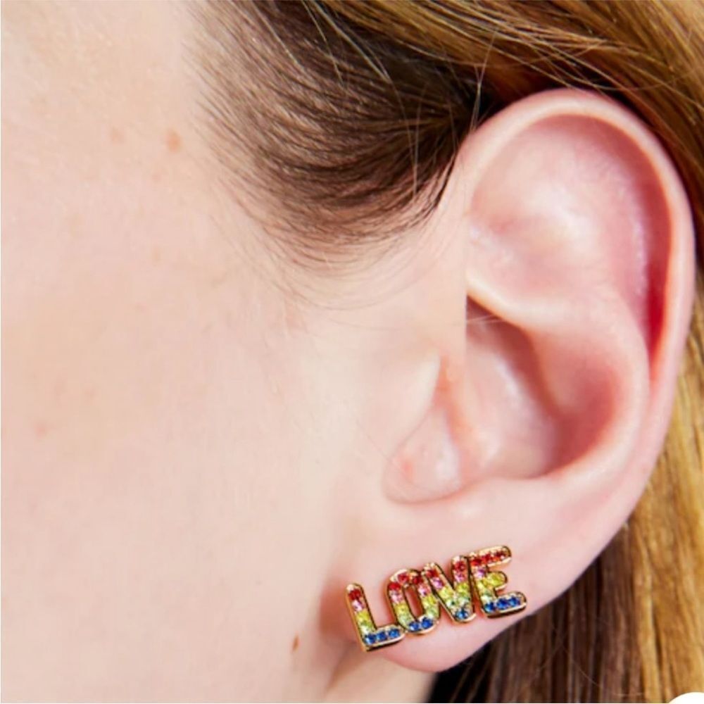 NWT Kate Spade Rainbow Love Assymetrical Studs